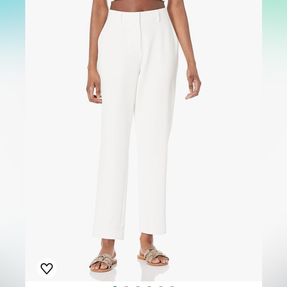 THE DROP NWT Abby Flowy Trouser Pant Straight Medium White Coastal Minimal Chic